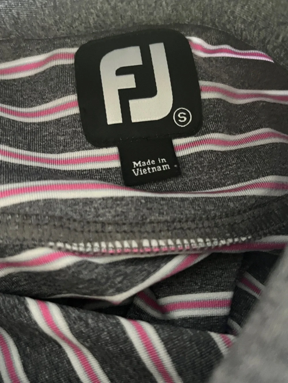 FootJoy‎ Charcoal and Light Pink Striped Performance Polo Size Small
